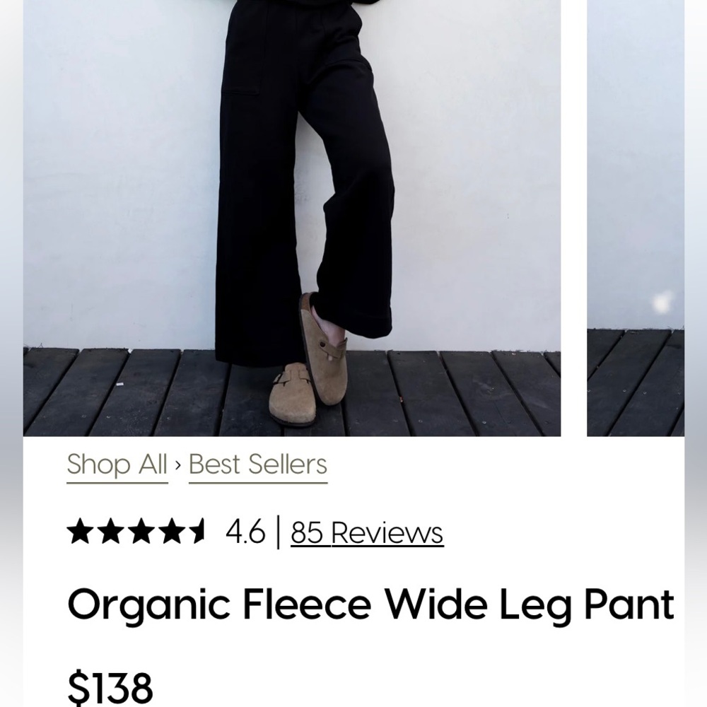 mate the label organic fleece wide leg pant